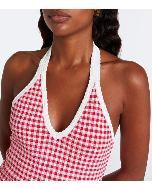 Posse Red Micah Gingham Halterneck Top