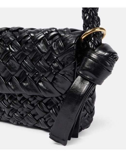 Bottega Veneta Black Kalimero Città Gathered Intrecciato Leather Shoulder Bag