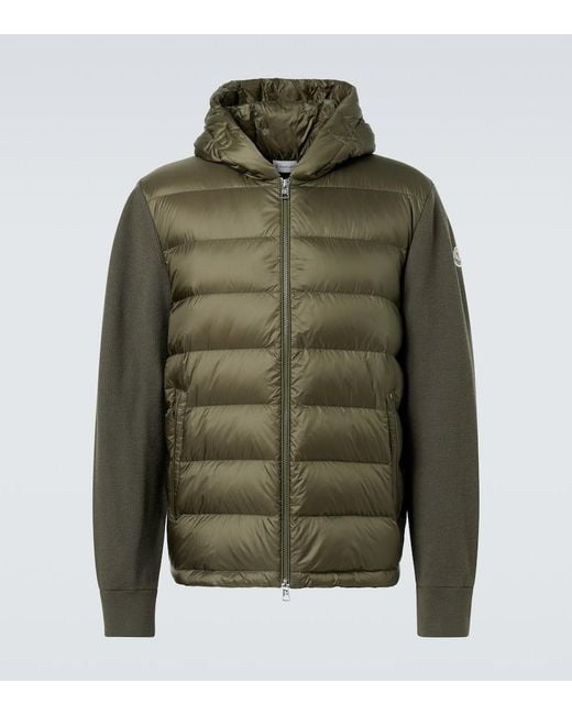 Moncler Green Quilted Wool And Down Jacket for men