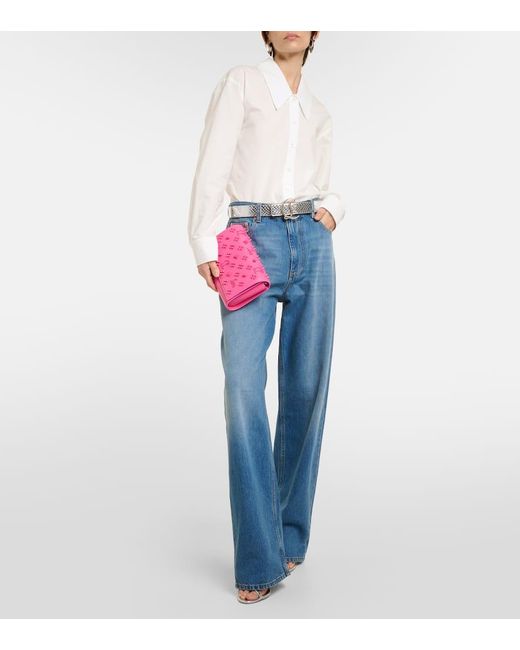 Christian Louboutin Pink Verzierte Schultertasche Paloma aus Leder