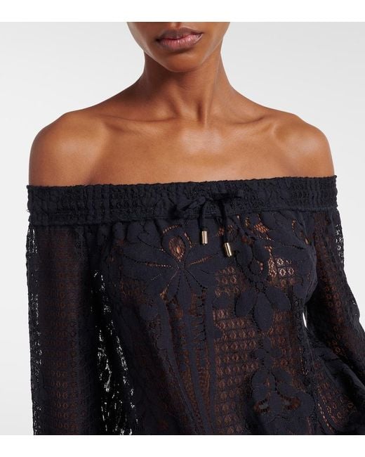 Melissa Odabash Black Tully Crochet Jumpsuit