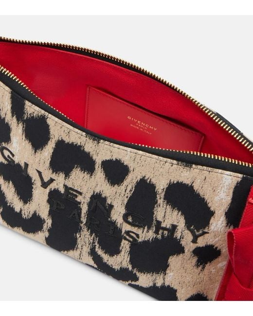 Givenchy Black Logo Leopard-Print Pouch