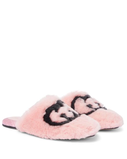 Gucci Slippers GG aus Faux Fur in Pink | Lyst AT