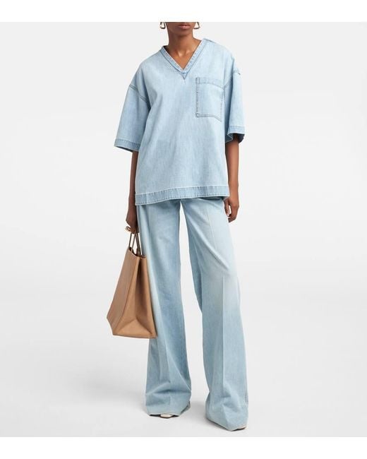 Jean Ample A Taille Haute Bottega Veneta en coloris Blue
