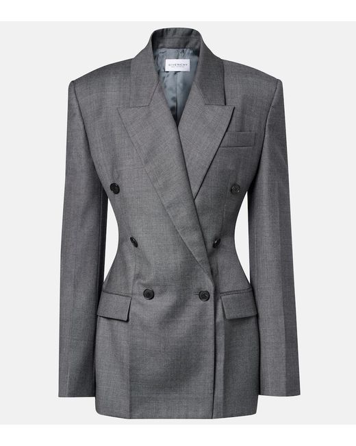 Givenchy Gray Double-Breasted Wool Blazer