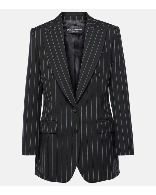 Dolce & Gabbana Black Pinstripe Virgin Wool Blazer