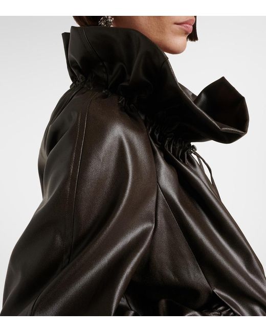 Dries Van Noten Black Cocoon Gathered Satin Blouson