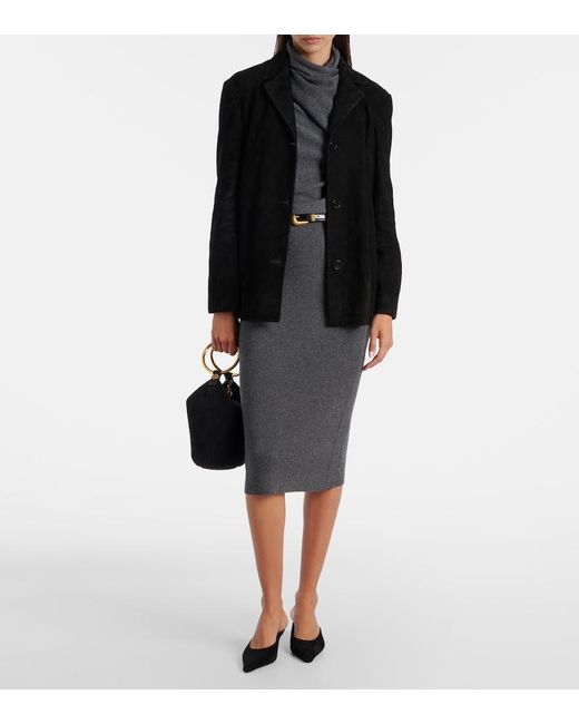Nour Hammour Black Opus Suede Blazer
