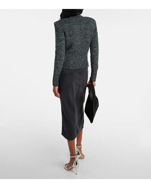 Isabel Marant Gray Kalogb Off-Shoulder Sweater