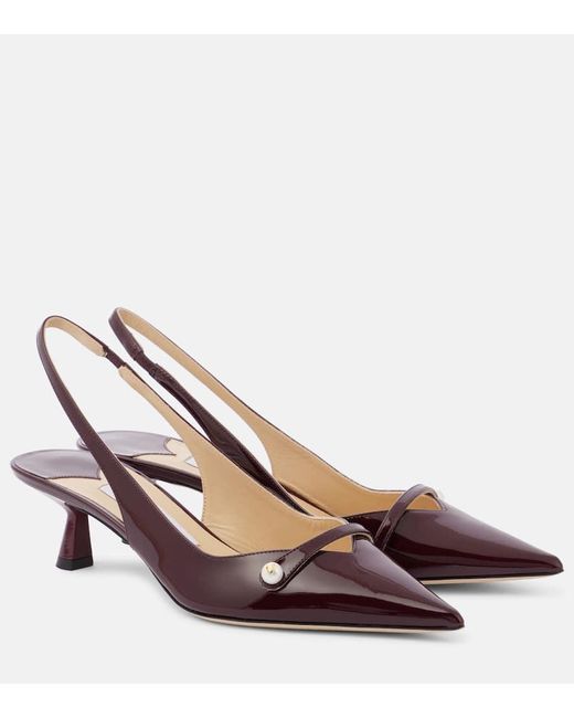 Jimmy Choo Brown Slingback-Pumps Amita 45 Aus Lackleder