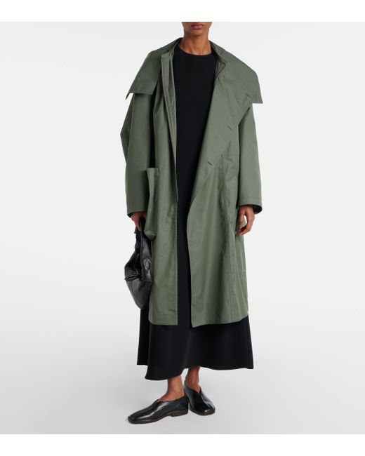 Lemaire Green Asymmetric Cotton-blend Gabardine Trench Coat