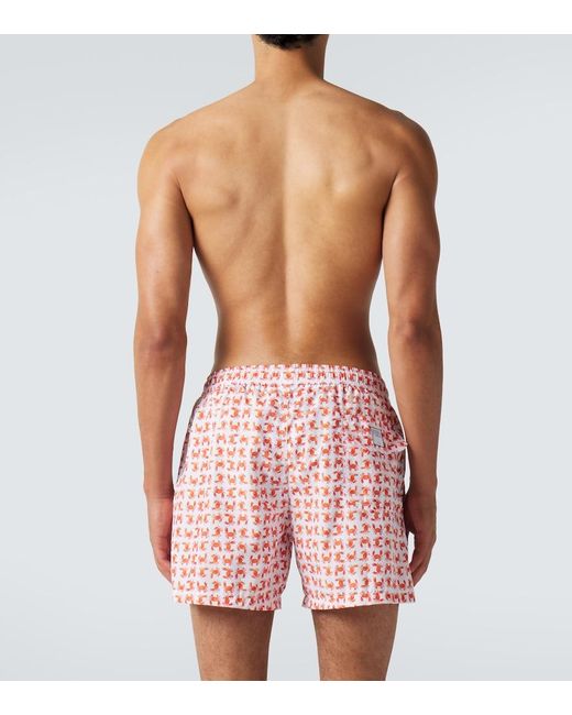 Fedeli Pink Madeira Printed Swim Trunks for men