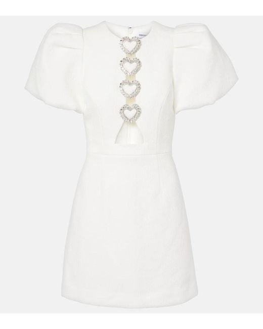 Rebecca Vallance White Alicia Embellished Crepe Minidress