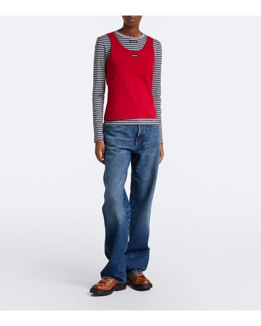 Miu Miu Layered Striped Cotton Jersey T-Shirt