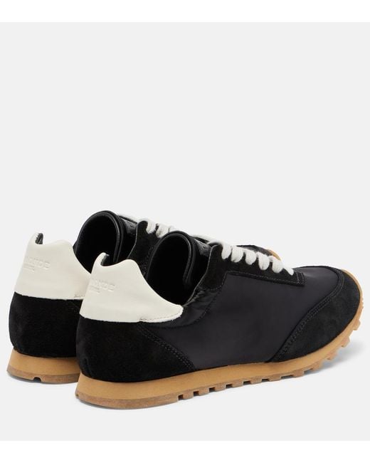 Le Monde Beryl Black Slim Runner Suede-Trimmed Sneakers