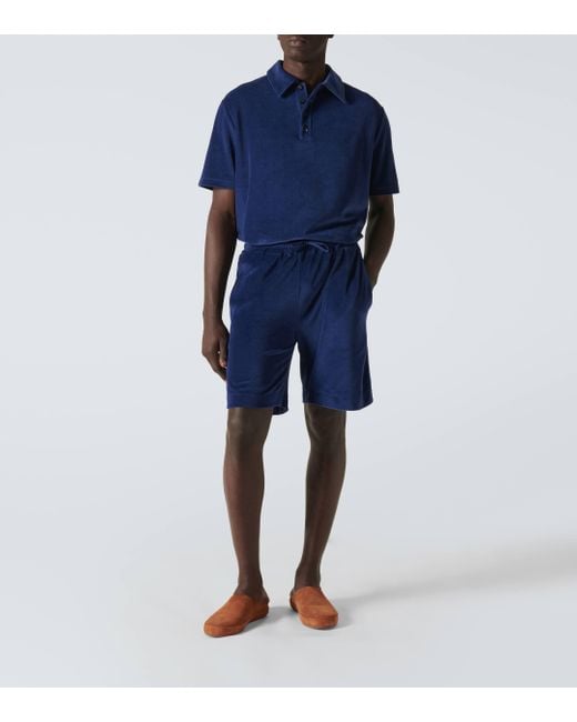 Loro Piana Blue Cotton And Silk Chenille Bermuda Shorts for men