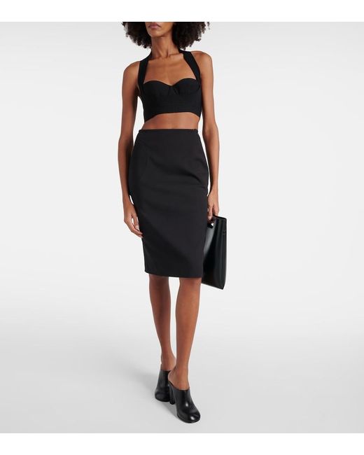 Alaïa Black Ruched Pencil Skirt