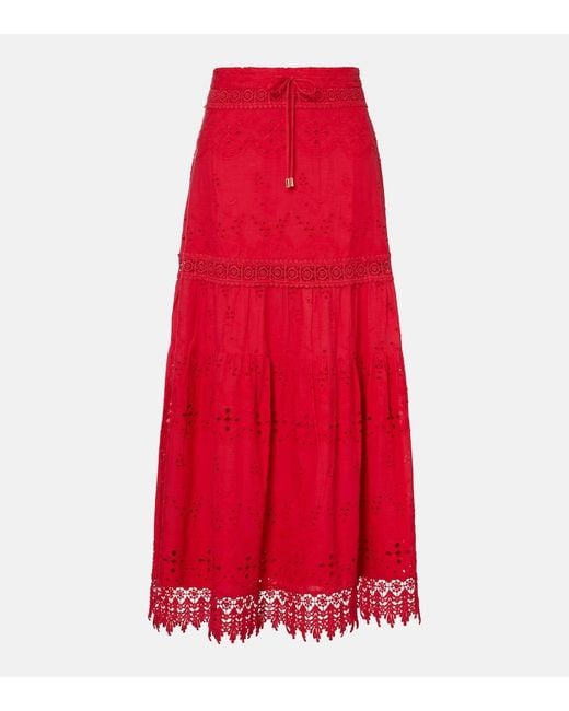 Melissa Odabash Red Alessia Cotton Maxi Skirt