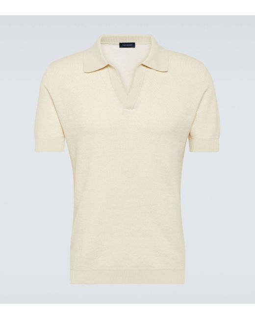 Thom Sweeney Natural Cotton And Linen Polo Shirt for men