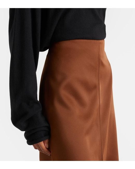 Dorothee Schumacher Brown Shiny Statement High-Rise Duchesse Pencil Skirt