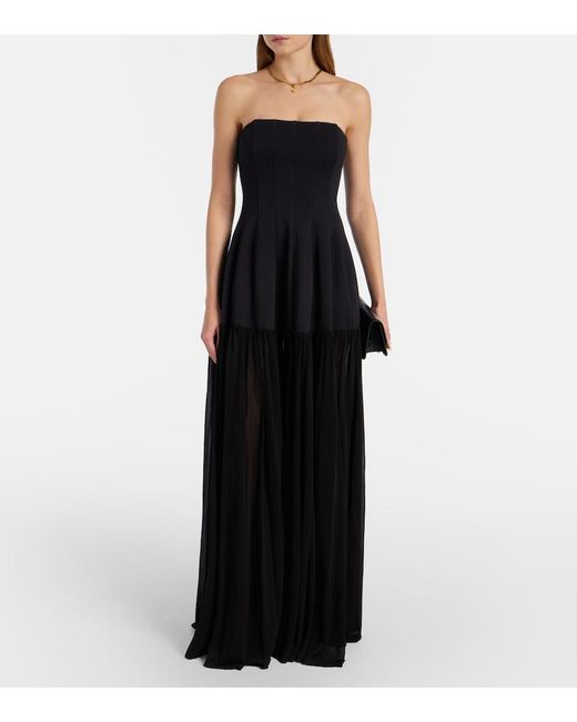 Jonathan Simkhai Black Strapless Tulle Maxi Dress
