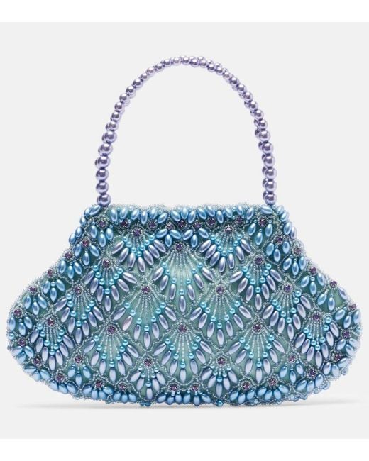 Clio Peppiatt Blue Scallop Mini Embellished Tote Bag