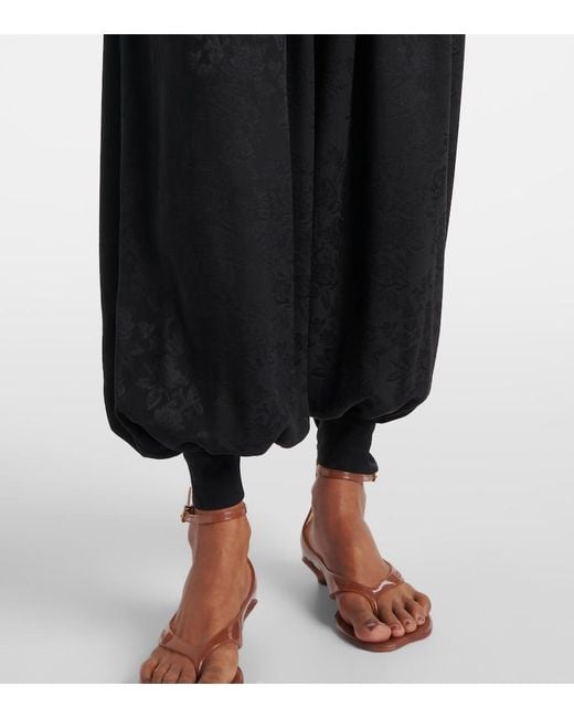 Chloé Black Silk Jacquard Wide-Leg Pants