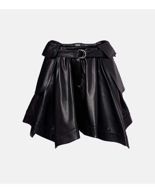 Loewe Black Double L Belted Leather Miniskirt