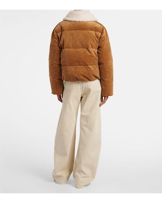 Polo Ralph Lauren Brown Daunenjacke Aus Baumwoll-Cord Mit Faux Fur