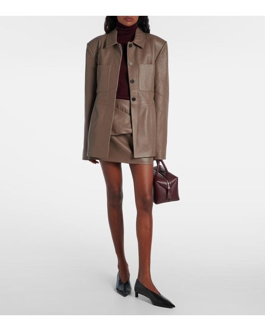 TOVE Natural Liss Pleated Leather Miniskirt