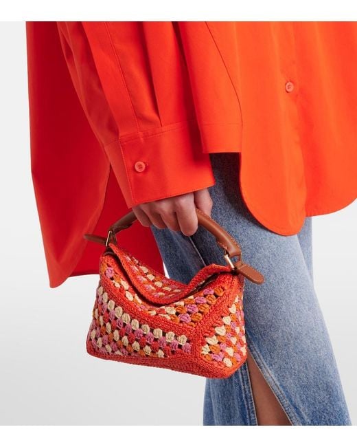 Loewe Red Paula's Ibiza Puzzle Mini Raffia Top-Handle Bag