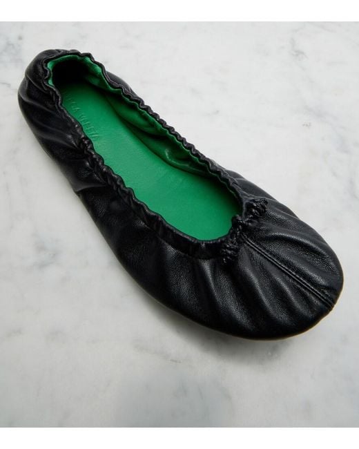 Bottega Veneta Green Fantasmina Knot Leather Ballet Flats