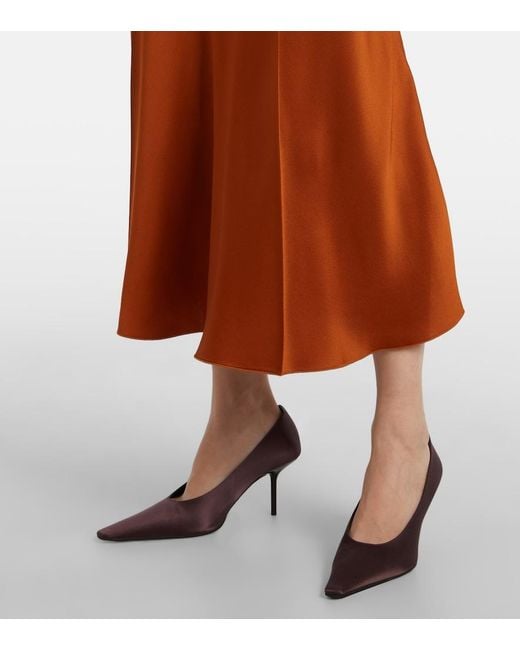 Victoria Beckham Orange Gathered Midi Dress