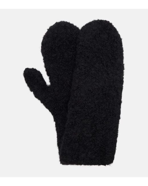 The Row Black Ladislas Cashmere, Alpaca, And Silk Mittens