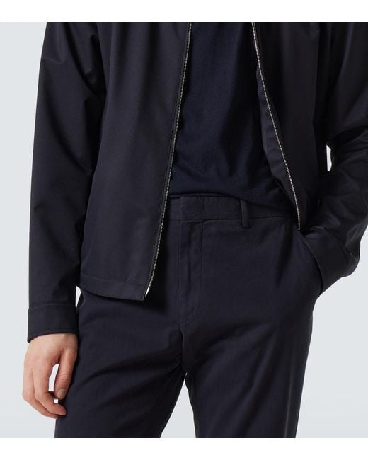 Zegna Blue Cotton-Blend Straight Pants for men