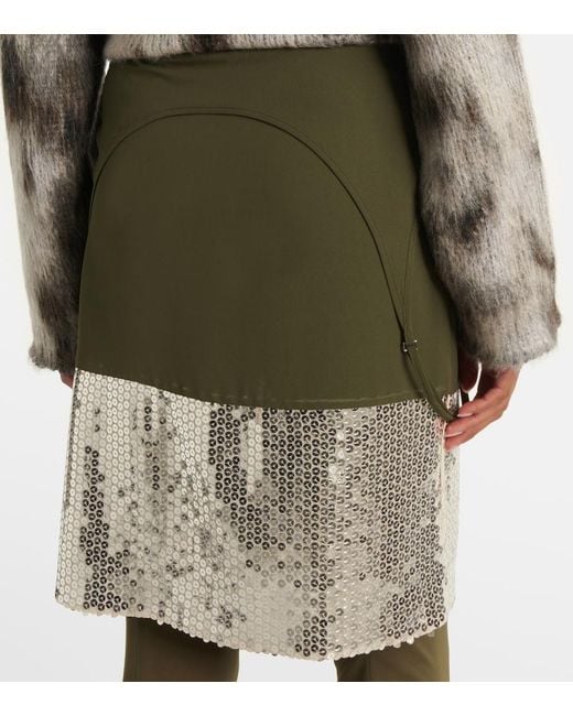 The Attico Green Sequined Midi Skirt