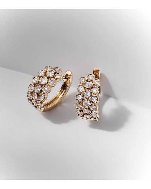 Anita Ko White 3 Row 18Kt Hoop Earrings With Diamonds