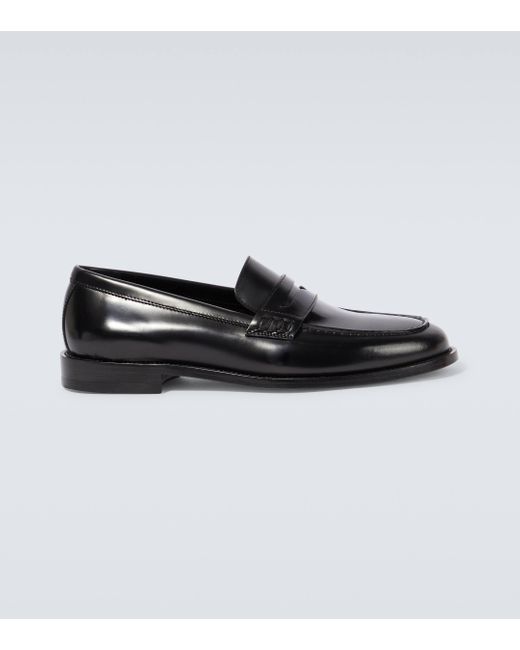 Manolo Blahnik Black Perry Leather Penny Loafers for men