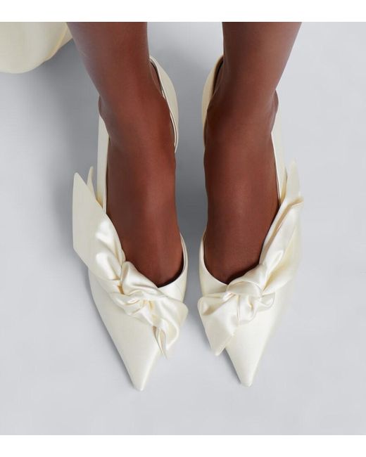 Jimmy Choo White Issy Bow-Detail Satin Pumps