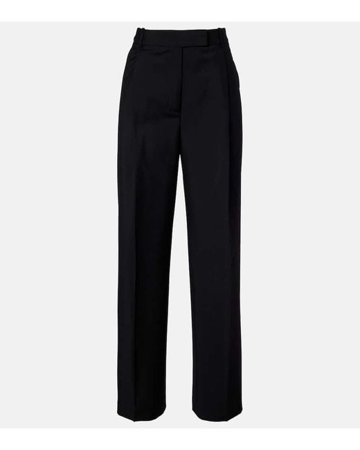 Rohe Blue Mid-Rise Wool And Mohair Wide-Leg Pants