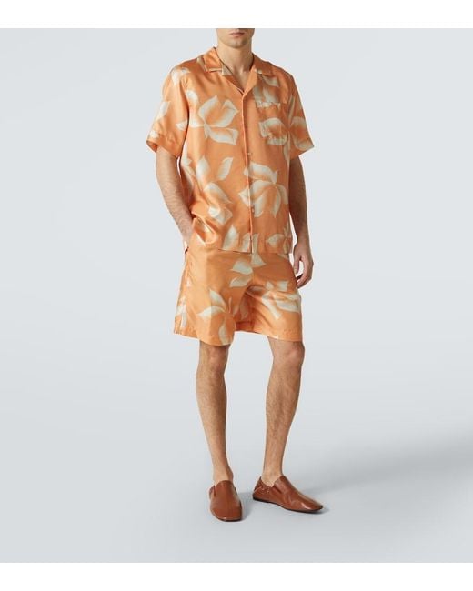 Dries Van Noten Orange Silk Shirt for men
