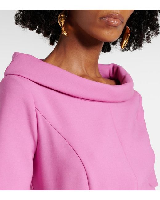 Oscar de la Renta Pink Wool-Blend Midi Dress