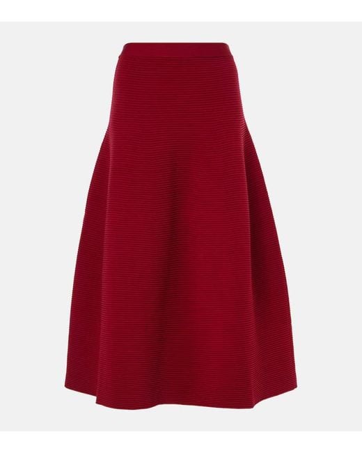 Jonathan Simkhai Jennifer Ribbed-Knit Midi Skirt in Red | Lyst