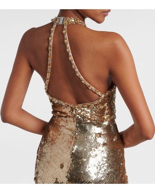 Abito Lungo Mars Con Paillettes di Jenny Packham in Metallic