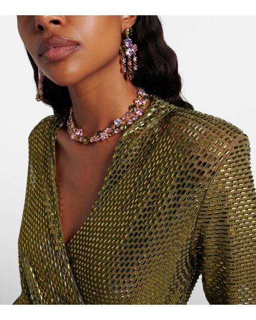 Self-Portrait Metallic Crystal-Embellished Necklace