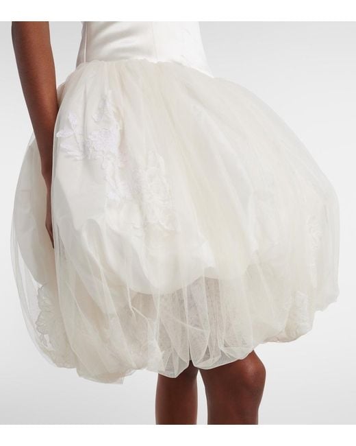 Danielle Frankel White Bridal Sadie Wool And Silk Corset Dress