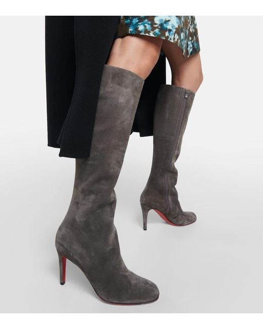 Christian Louboutin Brown Stiefel Pumppie Botta Aus Veloursleder