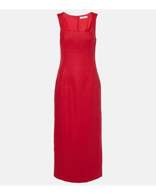 Faithfull The Brand Red Felice Linen Maxi Dress