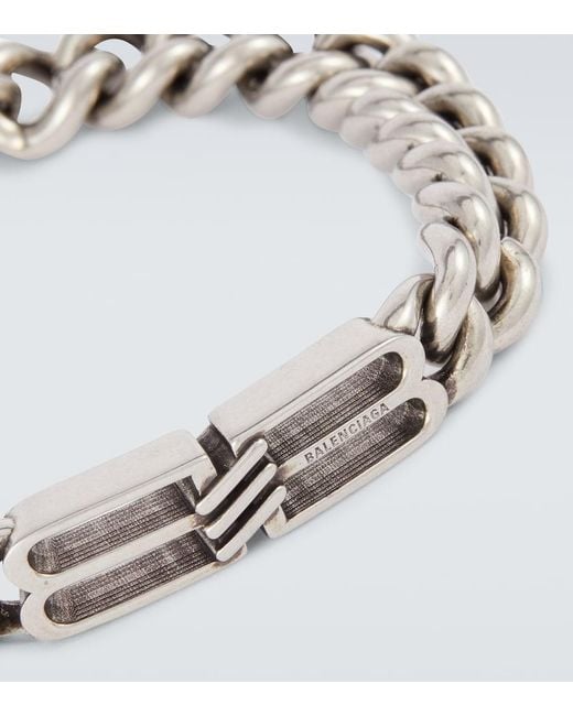 Balenciaga White Bb Icon Gourmette Bracelet for men
