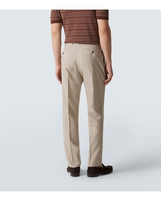 Incotex Natural Virgin Wool Slim Pants for men